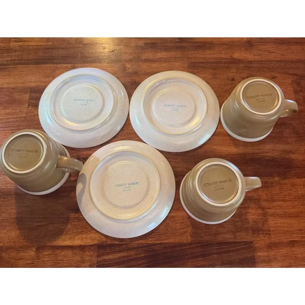 3 Mikasa Country Manor J1000 Stoneware Cups & Saucers